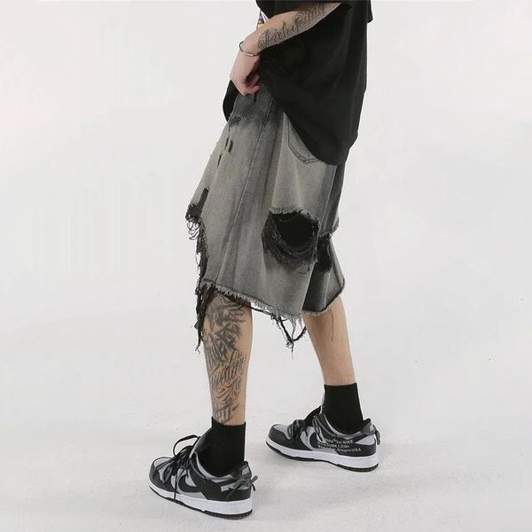 men s shorts high street loose washed old ripped american retro summer y2k hip hop tassel wide leg casual denim 230411, White;black
men s shorts high street loose washed old ripped american retro summer y2k hip hop tassel wide leg casual denim 230411, White;black