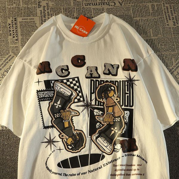 men's tshirts cotton american retro street brand short sleeve tshirt men loose with ins europeanamerican style half 230411, White;black
men's tshirts cotton american retro street brand short sleeve tshirt men loose with ins europeanamerican style half 230411, White;black