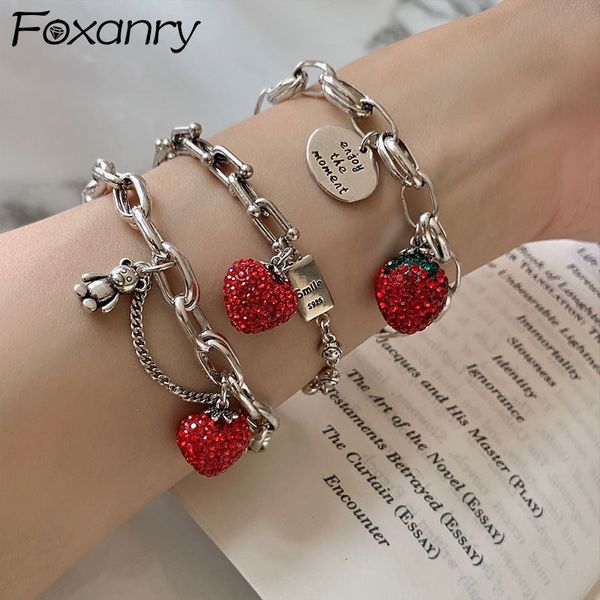 charm bracelets foxanry silver color thick chain for women trendy elegant charming sparkling strawberry zircon party jewelry 230411, Golden;silver
charm bracelets foxanry silver color thick chain for women trendy elegant charming sparkling strawberry zircon party jewelry 230411, Golden;silver