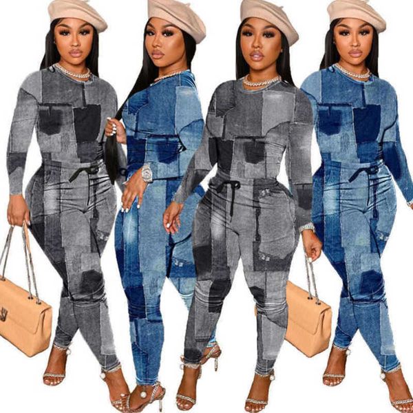 retail designer denim print women tracksuits two piece pants set casual pocket jogger outfits, Gray
retail designer denim print women tracksuits two piece pants set casual pocket jogger outfits, Gray