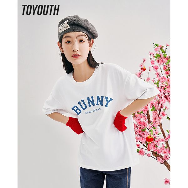 women's tshirt toyouth women tshirt 2023 spring short sleeve o neck loose bunny letter print pure cotton comfort basic all match 23041, White
women's tshirt toyouth women tshirt 2023 spring short sleeve o neck loose bunny letter print pure cotton comfort basic all match 23041, White