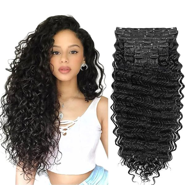 deep wave clip in human hair extensions 100g/set brazilian remy natural color full head brazilian clip on curly hair extension for women, Black;brown
deep wave clip in human hair extensions 100g/set brazilian remy natural color full head brazilian clip on curly hair extension for women, Black;brown