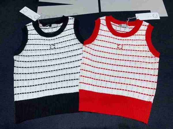 women's knits & tees designer 2023 spring/summer new round neck two tone temperament hollow out decoration versatile slim knitted tank, White
women's knits & tees designer 2023 spring/summer new round neck two tone temperament hollow out decoration versatile slim knitted tank, White