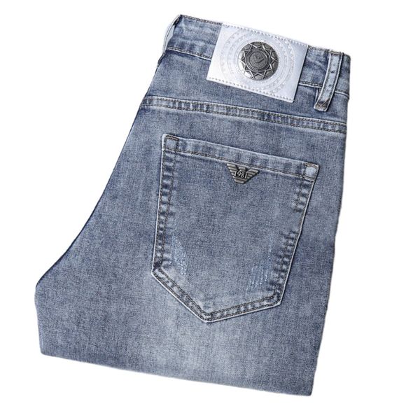 men's jeans spring summer thin denim slim fit european american high-end brand small straight pants qk9912, Blue
men's jeans spring summer thin denim slim fit european american high-end brand small straight pants qk9912, Blue