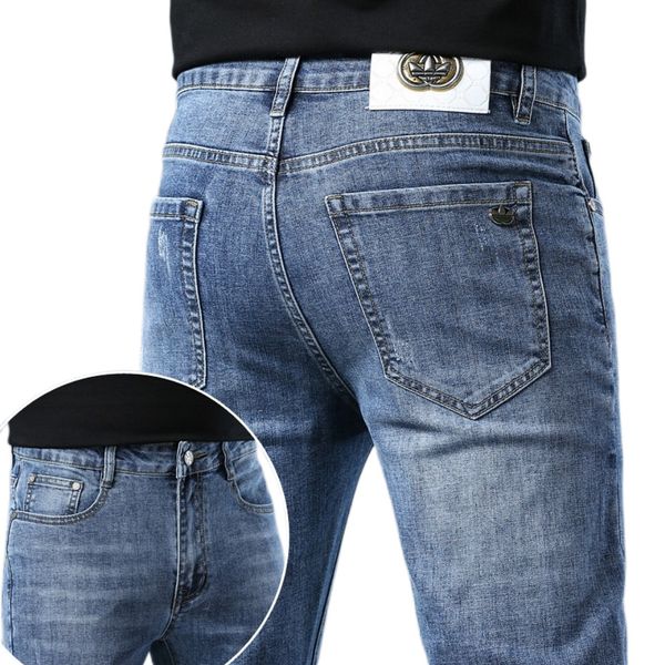 men's jeans spring summer thin denim slim fit european american high-end brand small straight pants qk9915-3, Blue
men's jeans spring summer thin denim slim fit european american high-end brand small straight pants qk9915-3, Blue