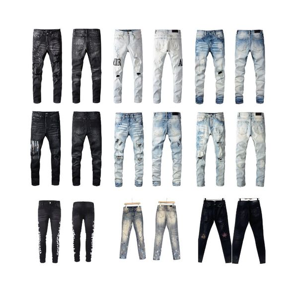 black ripped jeans amirs designer jeans motorcycle trendy embroidery pants ripped patchwork hole streetwear zipper trousers summer round sli, Blue
black ripped jeans amirs designer jeans motorcycle trendy embroidery pants ripped patchwork hole streetwear zipper trousers summer round sli, Blue