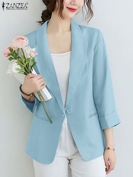 women's suits blazers 2023 casual solid color thin blazer zanzea office work stylish women single button jackets spring autumn coat lad, White;black
women's suits blazers 2023 casual solid color thin blazer zanzea office work stylish women single button jackets spring autumn coat lad, White;black