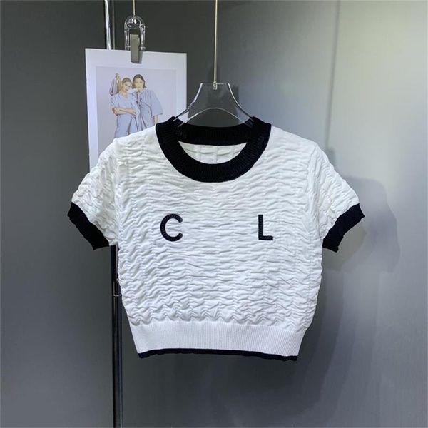 2023 spring/summer t-shirt new women's bubble fold small fragrance contrast round neck short sleeve chest letter embroidery trendy -l, White
2023 spring/summer t-shirt new women's bubble fold small fragrance contrast round neck short sleeve chest letter embroidery trendy -l, White