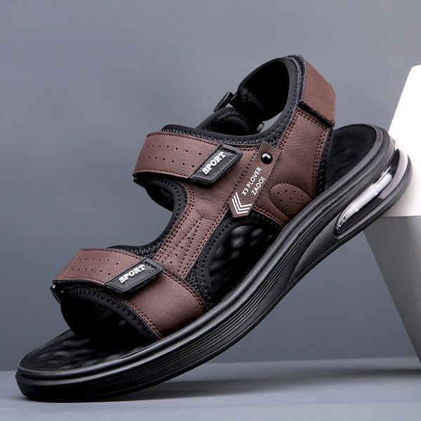 sandals leather sandals men's outdoor sports casual waterproof non-slip flat beach shoes air cushion elevated men's driving sandal, Black
sandals leather sandals men's outdoor sports casual waterproof non-slip flat beach shoes air cushion elevated men's driving sandal, Black