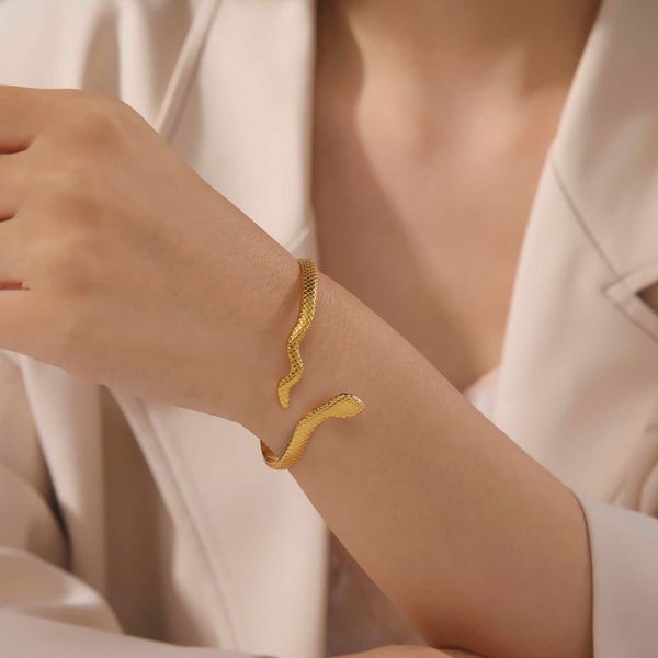bangle skyrim punk snake cuff bracelet on hand women stainless steel gold color adjustable open bangle party jewelry valentine gift w0410, Black
bangle skyrim punk snake cuff bracelet on hand women stainless steel gold color adjustable open bangle party jewelry valentine gift w0410, Black