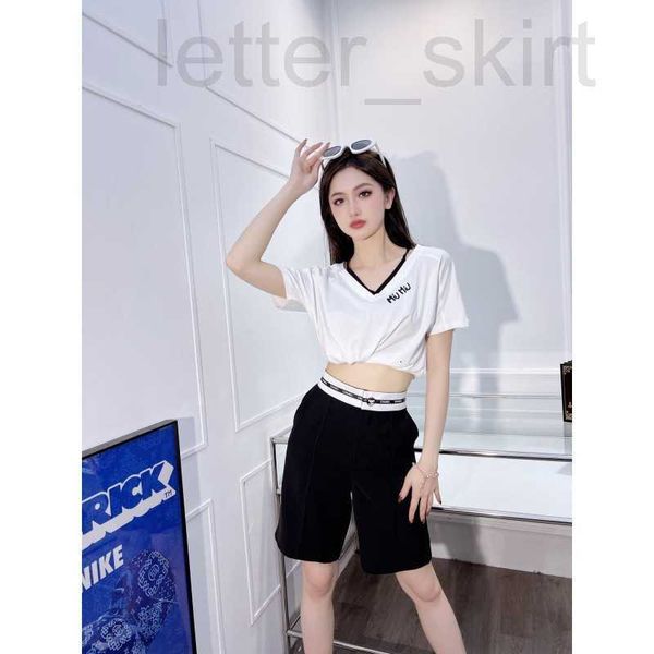 women's t-shirt designer spring/summer new fashion classic embroidery letter pattern v-neck shoulder strap decoration casual versatile, White
women's t-shirt designer spring/summer new fashion classic embroidery letter pattern v-neck shoulder strap decoration casual versatile, White