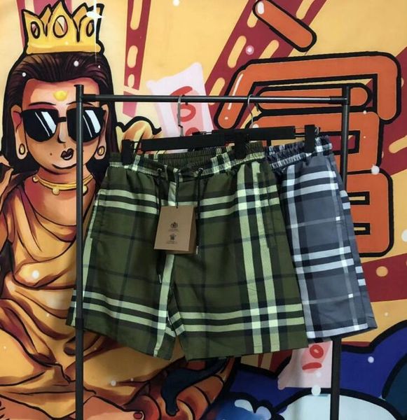 army green plaid print mens shorts summer quick drying beach short designer shorts men, White;black
army green plaid print mens shorts summer quick drying beach short designer shorts men, White;black