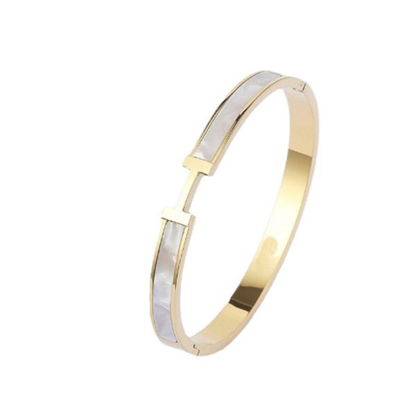 bracelet new stainless steel bracelet white shell letter titanium steel bracelet female european and american fashion bracelet gold cuff bra, Black
bracelet new stainless steel bracelet white shell letter titanium steel bracelet female european and american fashion bracelet gold cuff bra, Black
