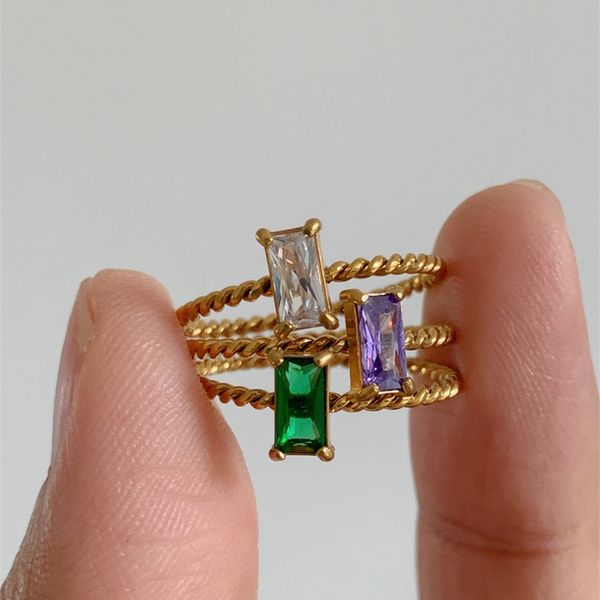 cluster rings ladies delicate colorful purple green yellow cubic zirconia square rings for women stainless steel braid ring jewelry gift 230, Golden;silver
cluster rings ladies delicate colorful purple green yellow cubic zirconia square rings for women stainless steel braid ring jewelry gift 230, Golden;silver