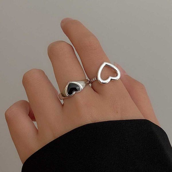 band rings 2023 new fashion simple heart vintage love ring personalized adjustable opening fashion blk ring girl jewelry p230411, Silver 
band rings 2023 new fashion simple heart vintage love ring personalized adjustable opening fashion blk ring girl jewelry p230411, Silver
