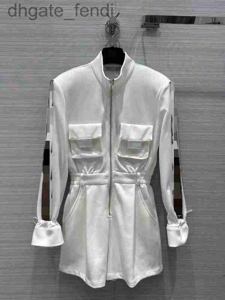 women's jumpsuits & rompers designermilan runway 2023 spring summer stand collar long sleeve panelled designer dress brand same style 0, Black;white 
women's jumpsuits & rompers designermilan runway 2023 spring summer stand collar long sleeve panelled designer dress brand same style 0, Black;white