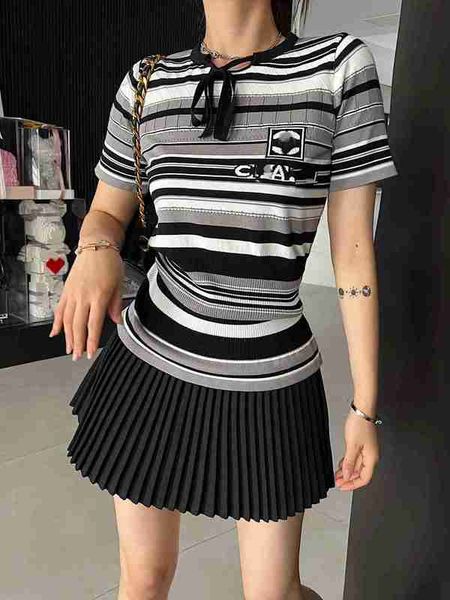 women's knits & tees designer 2023 summer new korean fit fashion knitted letter jacquard black and white stripes classic bmur
women's knits & tees designer 2023 summer new korean fit fashion knitted letter jacquard black and white stripes classic bmur