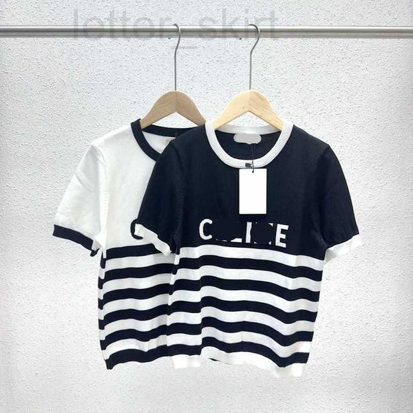 women's knits & tees designer early spring new fashionable and personalized design sense letter jacquard stripe contrast knitted t-shir, White
women's knits & tees designer early spring new fashionable and personalized design sense letter jacquard stripe contrast knitted t-shir, White