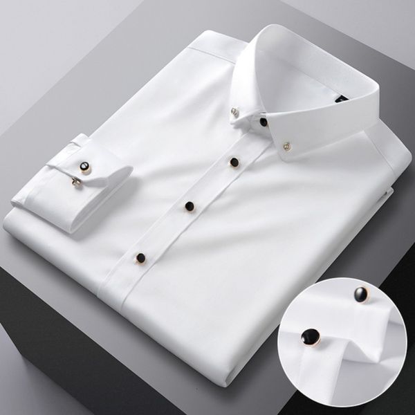 men s casual shirts 2023 solid color comfortable soft business fashion mulberry silk fabric long sleeve male 230411, White;black
men s casual shirts 2023 solid color comfortable soft business fashion mulberry silk fabric long sleeve male 230411, White;black