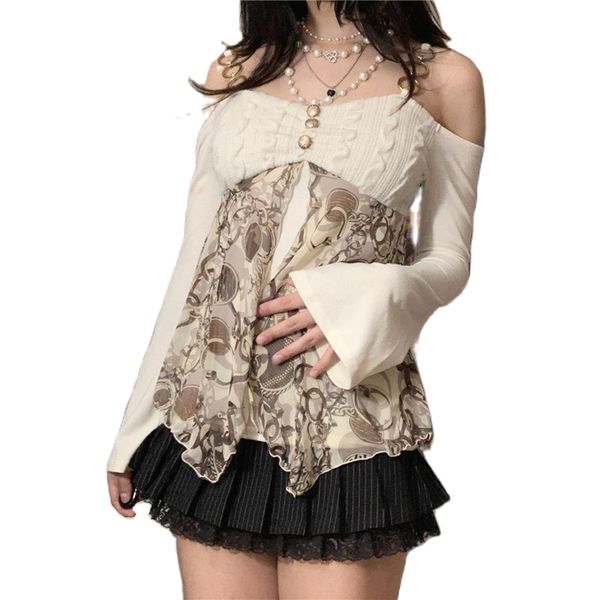 women's t-shirt xingqing y2k fairycore grunge t shirt women aesthetic cold shoulder long sleeve with graphic ruffles 2000s tee streetw, White
women's t-shirt xingqing y2k fairycore grunge t shirt women aesthetic cold shoulder long sleeve with graphic ruffles 2000s tee streetw, White