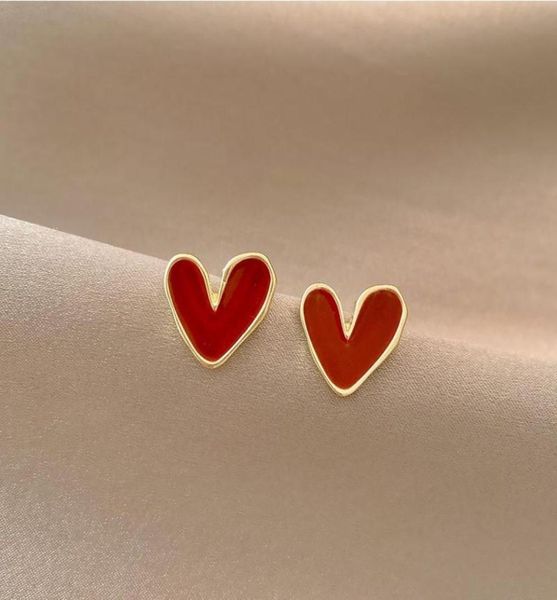 stud lovelink sweet red enamel heart earrings delicate gold color trendy for women girls party jewelry gift1132687, Golden;silver 
stud lovelink sweet red enamel heart earrings delicate gold color trendy for women girls party jewelry gift1132687, Golden;silver