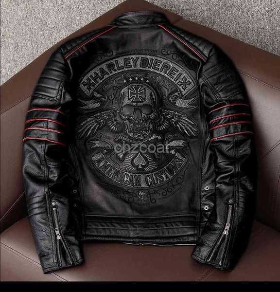 embroidery skull black motorcycle leather jackets 100% natural cowhide moto jacket biker coat winter warm clothing 1 7htu, Black;brown
embroidery skull black motorcycle leather jackets 100% natural cowhide moto jacket biker coat winter warm clothing 1 7htu, Black;brown
