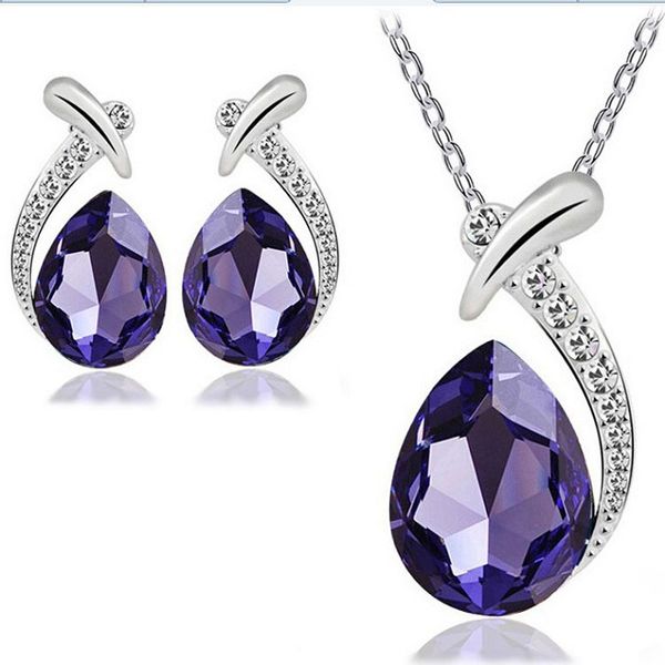 fish beauty style water droplets necklace earrings suit inlaid crystal twinkle plating white k american style jewelry non fading lover gift, Silver
fish beauty style water droplets necklace earrings suit inlaid crystal twinkle plating white k american style jewelry non fading lover gift, Silver