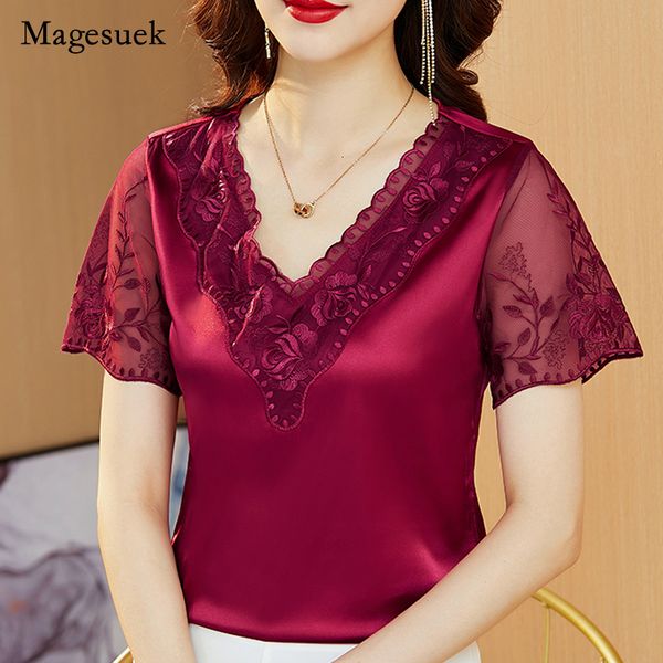 women's blouses shirts fashion short sleeve satin lace shirt and blouse stitching embroidery summer elegant youth women's clothin, White
women's blouses shirts fashion short sleeve satin lace shirt and blouse stitching embroidery summer elegant youth women's clothin, White