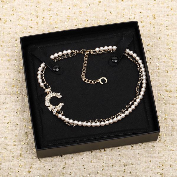 2023 luxury quality charm double layers pendant necklace with diamond and black geuine leather nature shell beads have box stamp ps7821a, Golden
2023 luxury quality charm double layers pendant necklace with diamond and black geuine leather nature shell beads have box stamp ps7821a, Golden