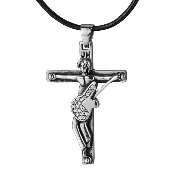 charms johnny hallyday guitar cross pendant 3 colors punk stainless steel necklace with black rope chain men necklaces jewelry gift 230411, Bronze;silver
charms johnny hallyday guitar cross pendant 3 colors punk stainless steel necklace with black rope chain men necklaces jewelry gift 230411, Bronze;silver