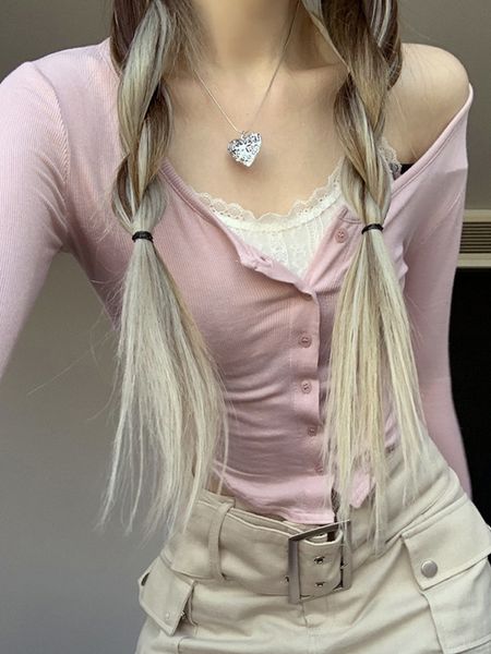 women's t-shirt y2k lace patchwork pink crop button full sleeve grunge fariycore cute tee women harajuku korean vintage chic pullovers, White
women's t-shirt y2k lace patchwork pink crop button full sleeve grunge fariycore cute tee women harajuku korean vintage chic pullovers, White