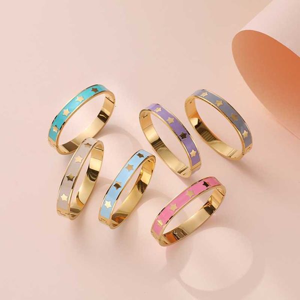 fashion designer jewelry bracelet new ins stainless steel gold plated color preserving bracelet women's fashion oil dripping pentagram, Black
fashion designer jewelry bracelet new ins stainless steel gold plated color preserving bracelet women's fashion oil dripping pentagram, Black