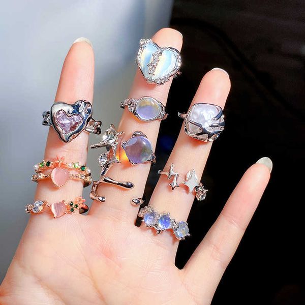 band rings korean crystal ring for women shining opal irregular open rings vintage geometric y2k new trendy creative finger jewelry p230411, Silver
band rings korean crystal ring for women shining opal irregular open rings vintage geometric y2k new trendy creative finger jewelry p230411, Silver