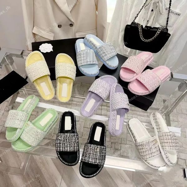designer slipper women tweed straw woven slides sandals slip on wedge flats fashion beach mule brand flip flops platform chain rubber slider, Black
designer slipper women tweed straw woven slides sandals slip on wedge flats fashion beach mule brand flip flops platform chain rubber slider, Black