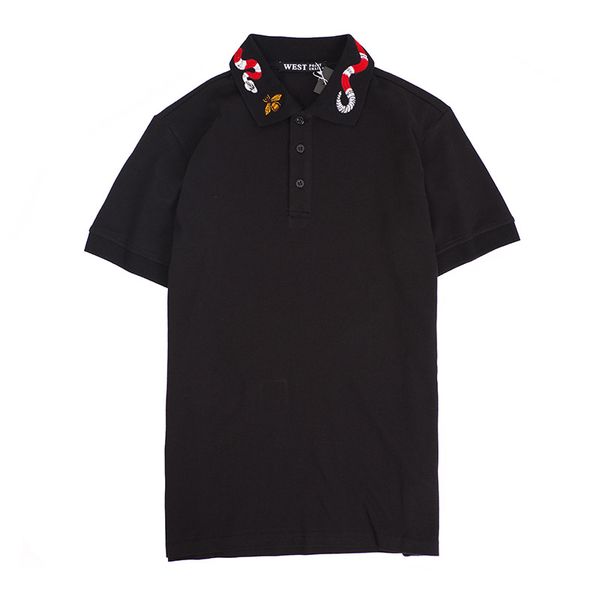 men's polos new summer fashion personality embroidery bee with snake pure cotton casual loose short sleeved poio shirt youth couple out, White;black
men's polos new summer fashion personality embroidery bee with snake pure cotton casual loose short sleeved poio shirt youth couple out, White;black