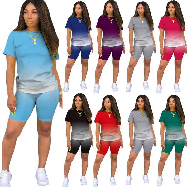 gradient women tracksuits designer 2 piece pants set casual sports short sleeve t shirt biker shorts suits ladies plus size clothes, Gray
gradient women tracksuits designer 2 piece pants set casual sports short sleeve t shirt biker shorts suits ladies plus size clothes, Gray