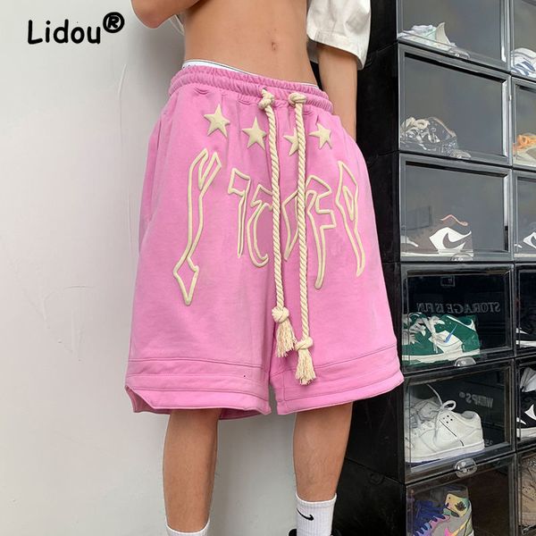men's shorts high street casual american printing loose sports shorts summer breathable waist drawstring fashion slit straight pants 23, White;black
men's shorts high street casual american printing loose sports shorts summer breathable waist drawstring fashion slit straight pants 23, White;black