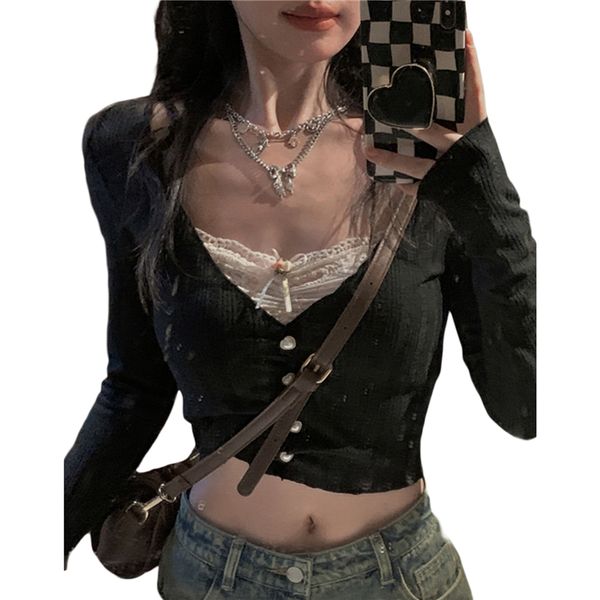 women's t-shirt xingqing korean fashion crop y2k aesthetic sweet lace patchwork long sleeve t shirt with bow 2000s women clothes street, White
women's t-shirt xingqing korean fashion crop y2k aesthetic sweet lace patchwork long sleeve t shirt with bow 2000s women clothes street, White