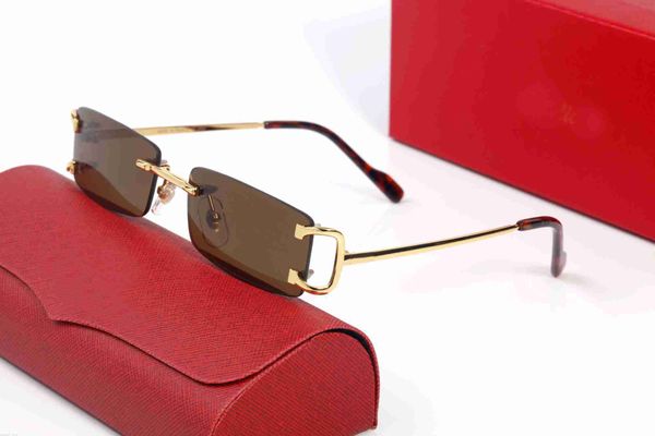 fashion designer sunglasses for women mens luxury temples gold metal frameless sunglass eyeglass protection frame simple square glass, White;black 
fashion designer sunglasses for women mens luxury temples gold metal frameless sunglass eyeglass protection frame simple square glass, White;black