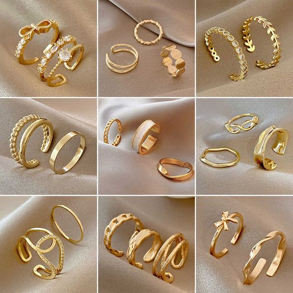 band rings fashion korean gold color adjustable rings set for women girls elegant luxury engagement couple wedding rings jewelry p230411, Silver
band rings fashion korean gold color adjustable rings set for women girls elegant luxury engagement couple wedding rings jewelry p230411, Silver