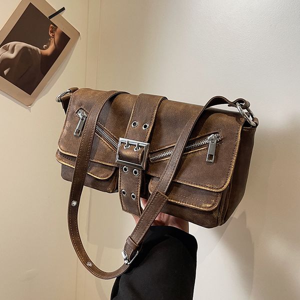 Factory outlet ladies shoulder bags 4 colors personality heavy rivet motorcycle bag street trend leather retro handbags double zipper fashion handbag 10716#, Brown
Factory outlet ladies shoulder bags 4 colors personality heavy rivet motorcycle bag street trend leather retro handbags double zipper fashion handbag 10716#, Brown