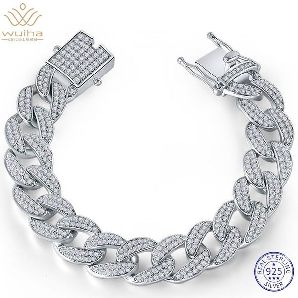 chain wuiha 925 sterling silver 3ex vvs1 white sapphire high carbon diamonds cuban bracelets for women men gifts hip hop jewelry 230411, Black
chain wuiha 925 sterling silver 3ex vvs1 white sapphire high carbon diamonds cuban bracelets for women men gifts hip hop jewelry 230411, Black