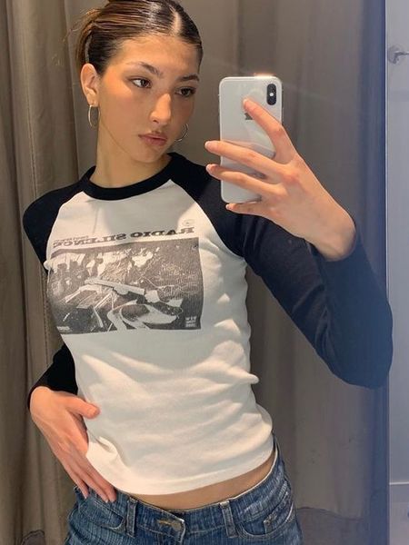 women's t-shirt vintage rock graphic long sleeve t-shirts women autumn print cotton ribbed t shirt female retro streetwear slim y2k 23, White
women's t-shirt vintage rock graphic long sleeve t-shirts women autumn print cotton ribbed t shirt female retro streetwear slim y2k 23, White
