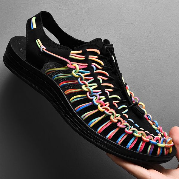 sandals for men summer breathable shoes handmade rope couple flats outdoor beach 230410, Black
sandals for men summer breathable shoes handmade rope couple flats outdoor beach 230410, Black