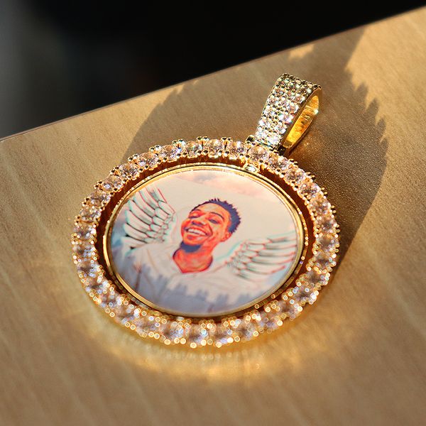 charms d z custom made po rotating doublesided medallions pendant micro paved cz round pendant collier for men women accessories 230411, Bronze;silver
charms d z custom made po rotating doublesided medallions pendant micro paved cz round pendant collier for men women accessories 230411, Bronze;silver