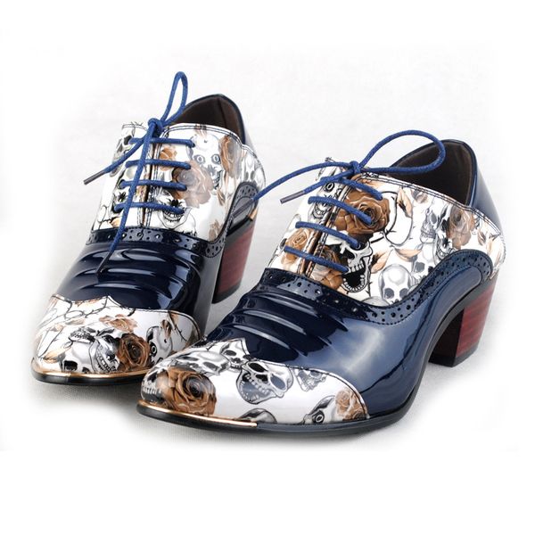 men high-heeled shoes pu printing lace-up pointed british style casual leather shoes with thick heels fashion hairdresser shoes, Black
men high-heeled shoes pu printing lace-up pointed british style casual leather shoes with thick heels fashion hairdresser shoes, Black