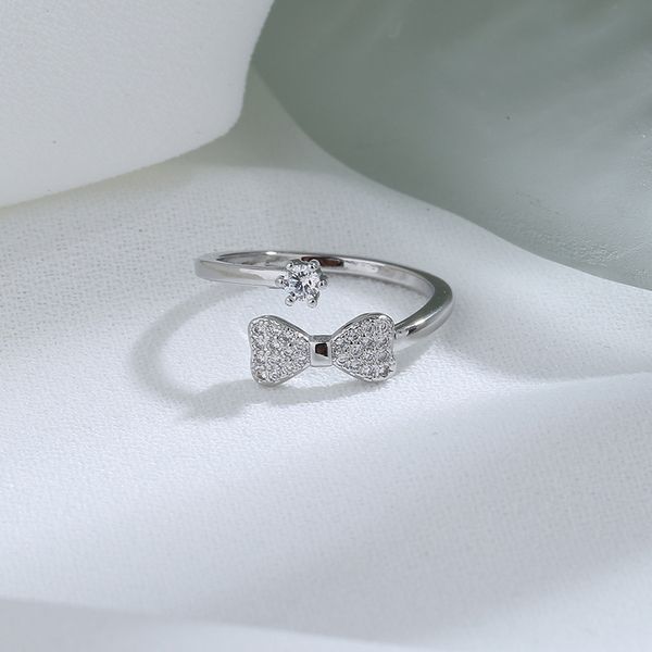 designer ring super fairy girl heart hand set zirconia bow ring female light luxury senior sense of finger ring, Silver
designer ring super fairy girl heart hand set zirconia bow ring female light luxury senior sense of finger ring, Silver