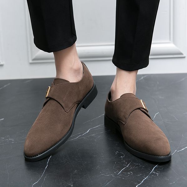 monk shoes men faux suede buckle low heel pointed business dress shoes slip-on casual wear-resistant shoes, Black
monk shoes men faux suede buckle low heel pointed business dress shoes slip-on casual wear-resistant shoes, Black