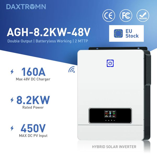 daxtromn 2 ac output 8.2kw hybrid solar inverter pure sine wave 220vac 48vdc input 160a mppt solar charger 8200w
daxtromn 2 ac output 8.2kw hybrid solar inverter pure sine wave 220vac 48vdc input 160a mppt solar charger 8200w