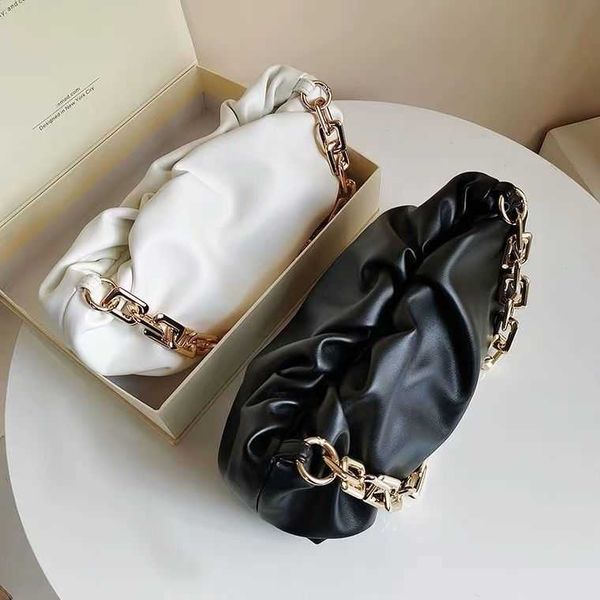 bottegs venets chain pouch brief handbags ins internet celebrity xiaojing song huiqiao the same thick chain bag for women 2023 new model zgu, Black